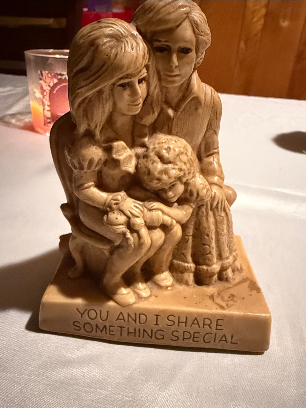 Beige Ceramic Family Figurine – 'You and I Share Something Special'